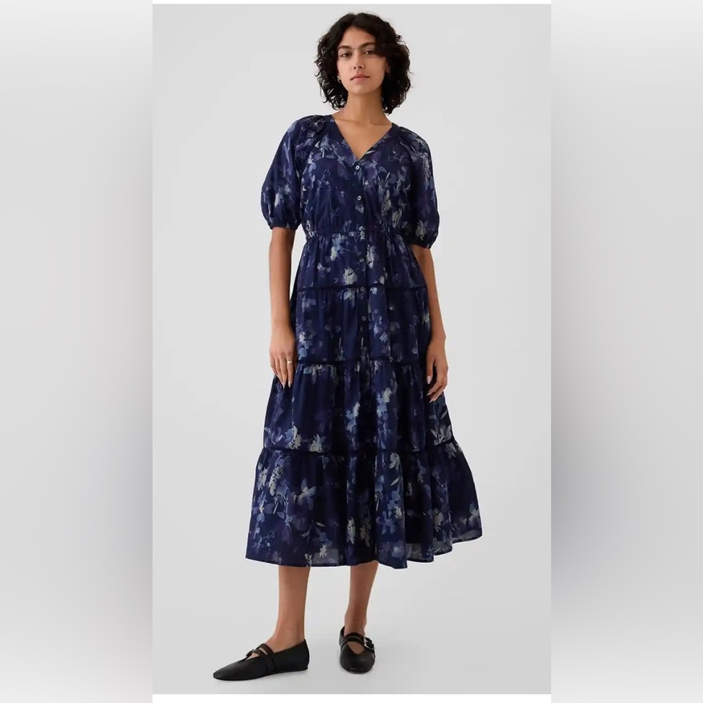 GAP tiered maxi shirt dress dress, size small